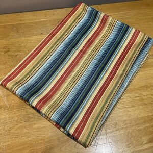 Fiesta Multi Colored Stripped Fabric Tablecloth 82x60" Blue Yellow Orange Red‎